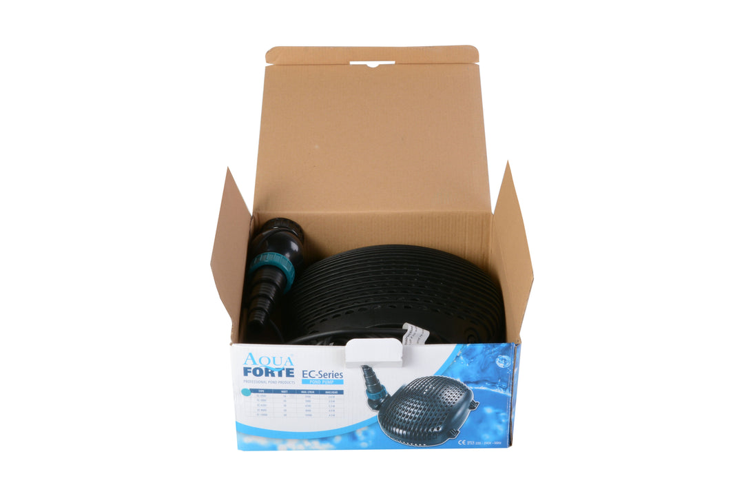 Aquaponik Teichpumpe Aquaforte EC-Series Verpackung geöffnet