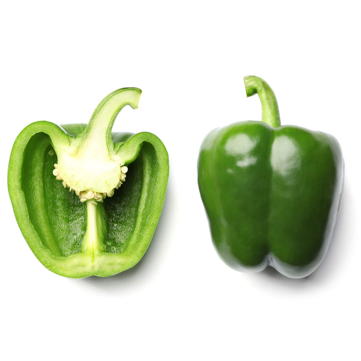 Grüner Paprika, Gemüse, aufgeschnitten, Aquaponik, Hochbeet oder Garten