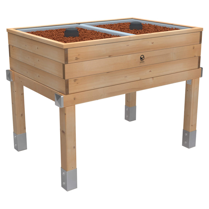 OFERA Aquaponik Grow Bed 2X, Lärchenholz, Perspektivansicht