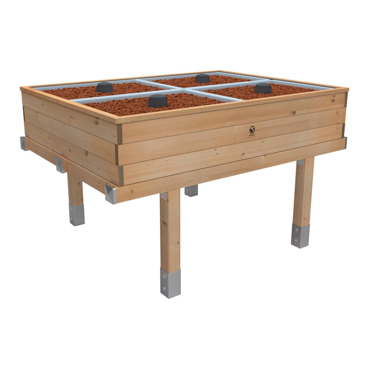 OFERA Aquaponik Grow Bed PRO 4X, Lärchenholz, Perspektivansicht