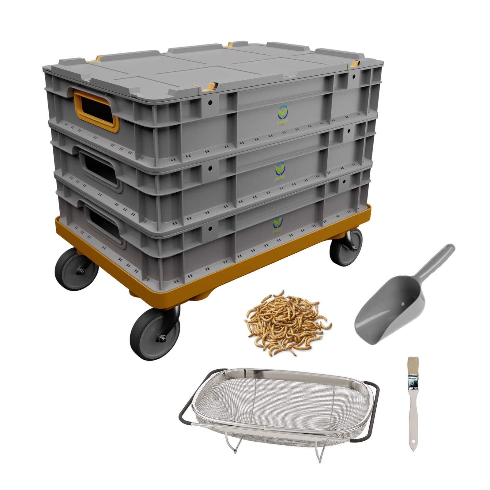 OFERA Mehlwurmzucht Set mit rollbarem Sockel