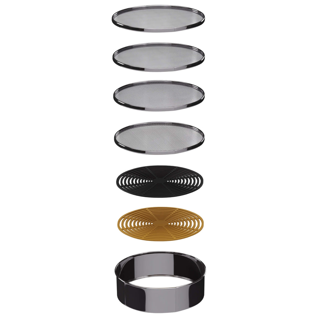 Siebset für die Mehlwurmzucht mit 6 verschiedenen Siebeinsätzen